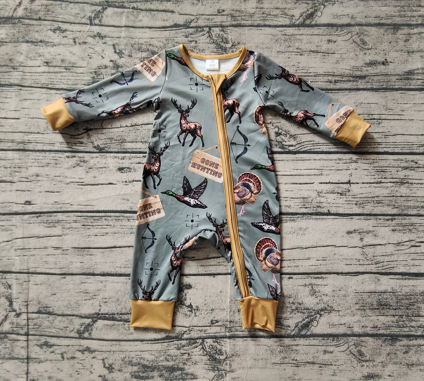 Newborn Baby Boys Gone Hunting Bamboo Romper