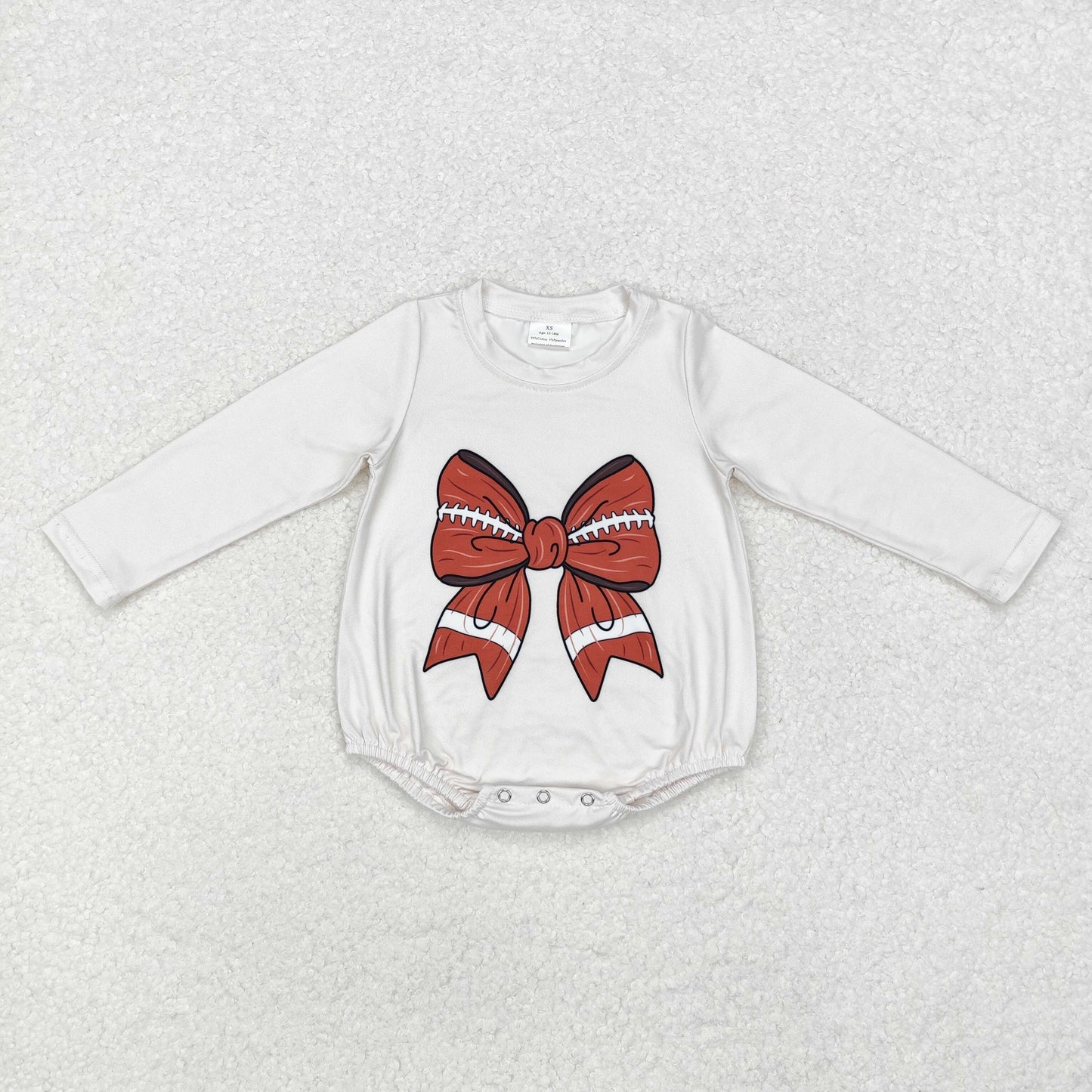 Newborn Baby Girls Football Bow Bubble Romper