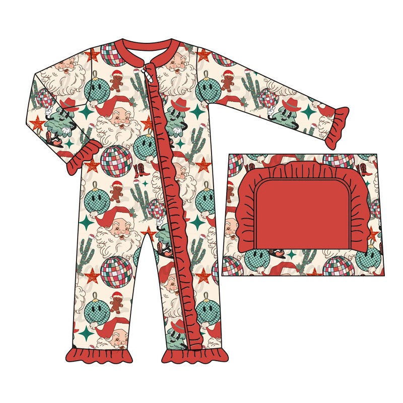 LR1739 Newborn Baby Girls Christmas Western Sante Romper Pre-order