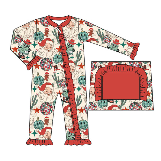 LR1739 Newborn Baby Girls Christmas Western Sante Romper Pre-order