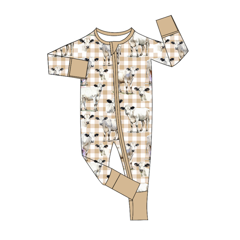 LR1749 Newborn Baby Boys Sheep Long Sleeve Zip Romper Pre-order
