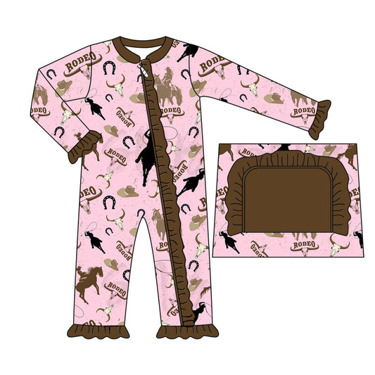 LR1755 Nerwborn Baby Girls Rodeo Long Sleeve Zip Romper Pre-order