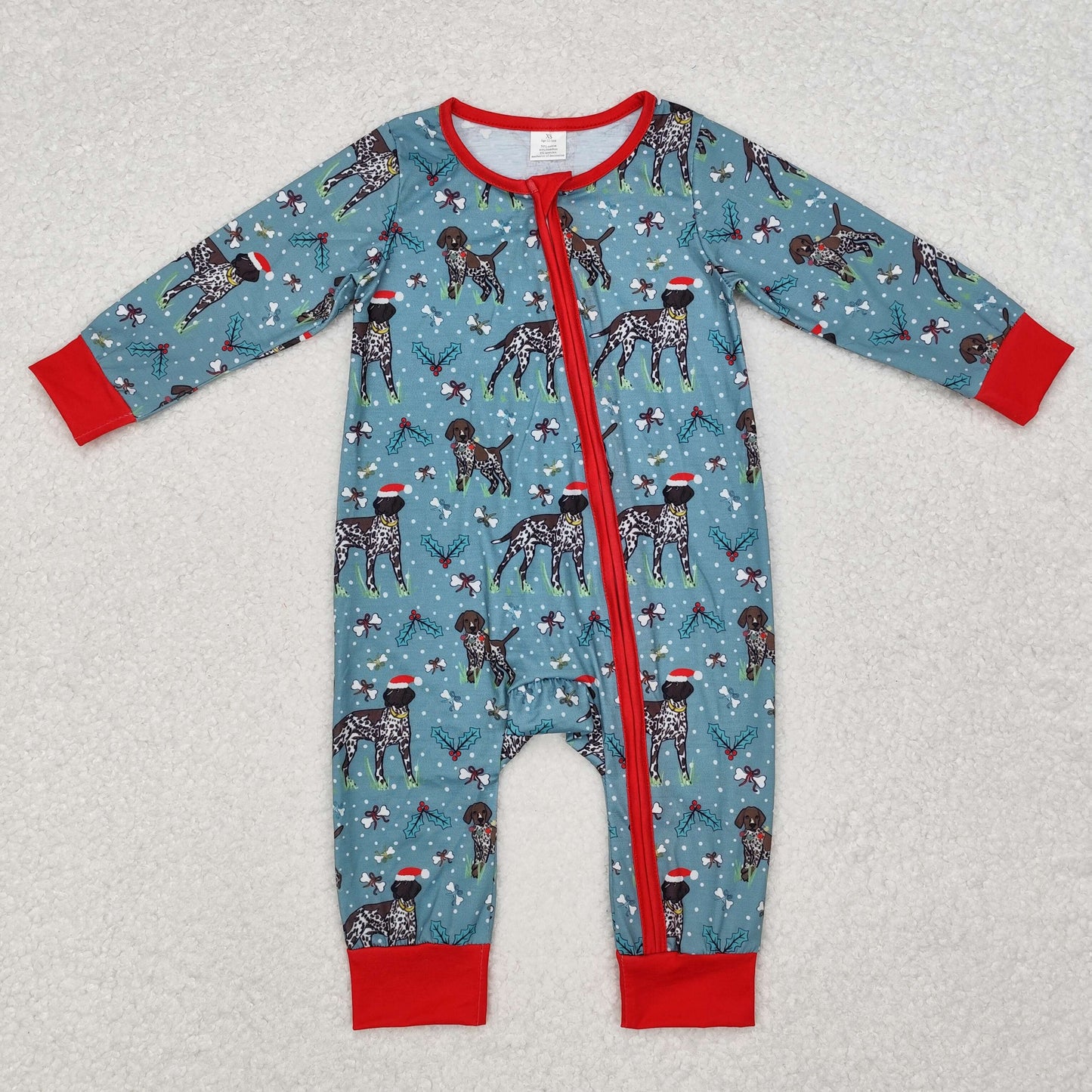 Baby Boys Brother Christmas Dog Bamboo Pajama set +Romper