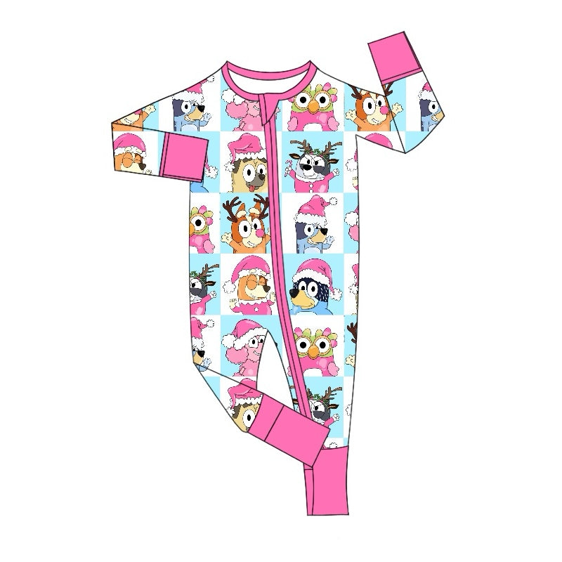 LR1783 Newborn Baby Girls Cartoon Dog Long Sleeve Zip Romper Pre-order