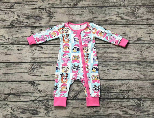 LR1783 Newborn Baby Girls Cartoon Dog Long Sleeve Zip Romper Pre-order