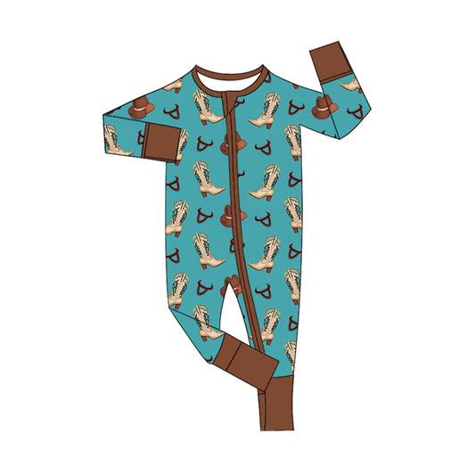 Newborn Baby Boys Western Zip Romper Pre-order