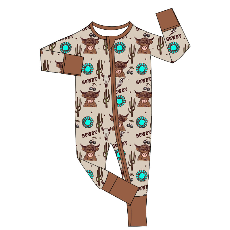 Newborn Baby Boys Western Howdy Zip Romper Pre-order