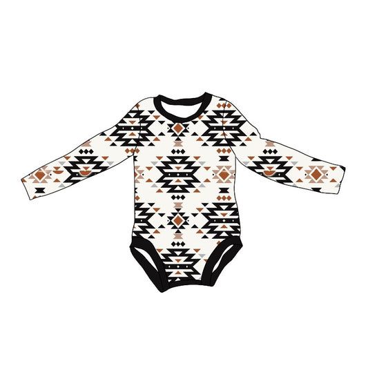 LR1822 Newborn Baby Boys Western Aztec Long Sleeve Romper Pre-order