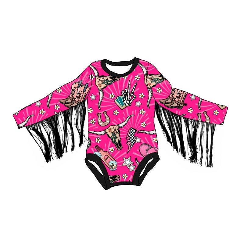 LR1823 Newborn Baby Girls Western Long Sleeve Romper Pre-order