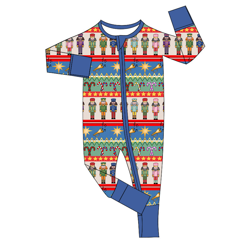 LR1828Newborn Baby Boys Christmas Nutcracker Zip Romper Pre-order