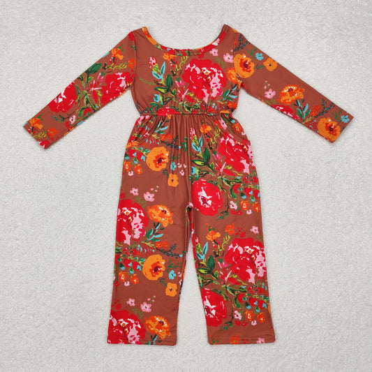 Baby Girls Fall Floral  Long Sleeve Jumpsuit