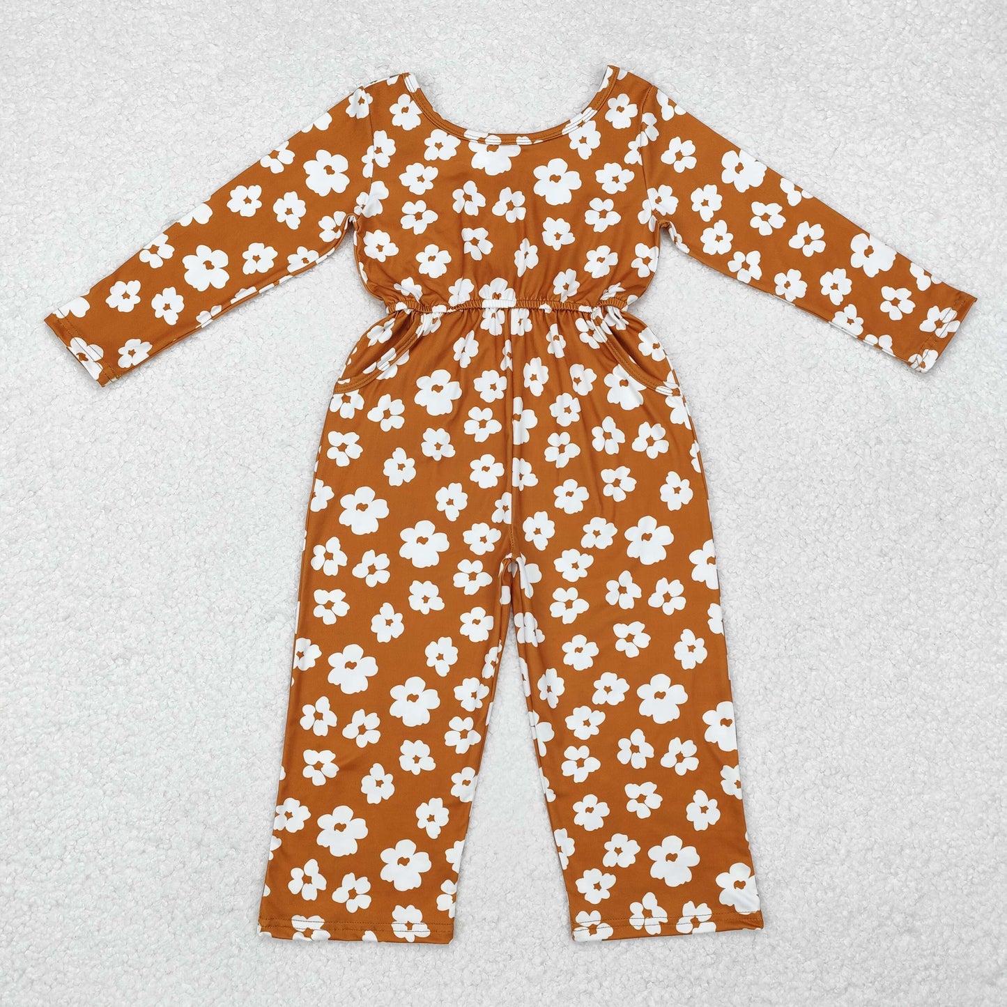 Sibling Baby Girls Groovy Flowers Long Sleeve Fall Jumpsuits