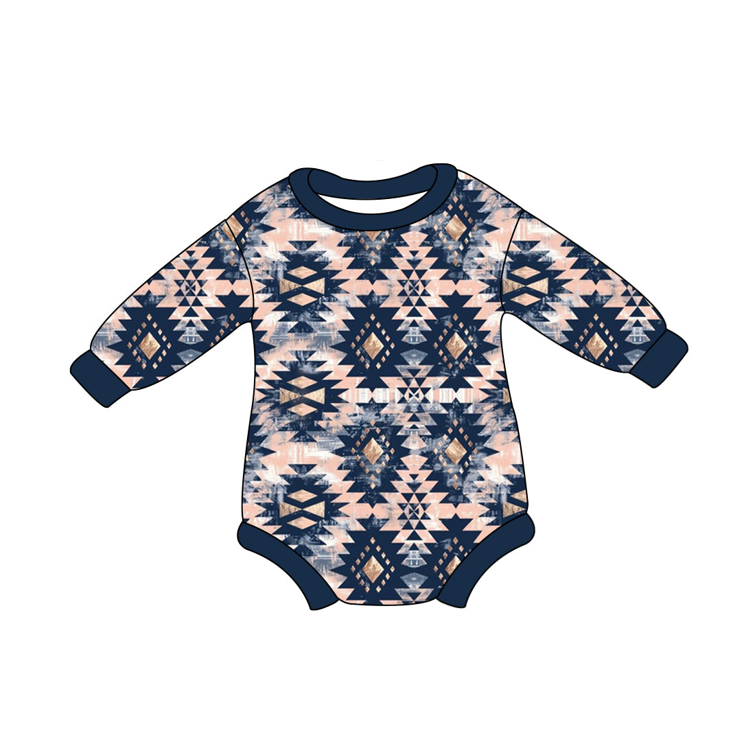 LR1845 Newborn Baby Boys Western Aztec Long Sleeve Bubble Romper Pre-order