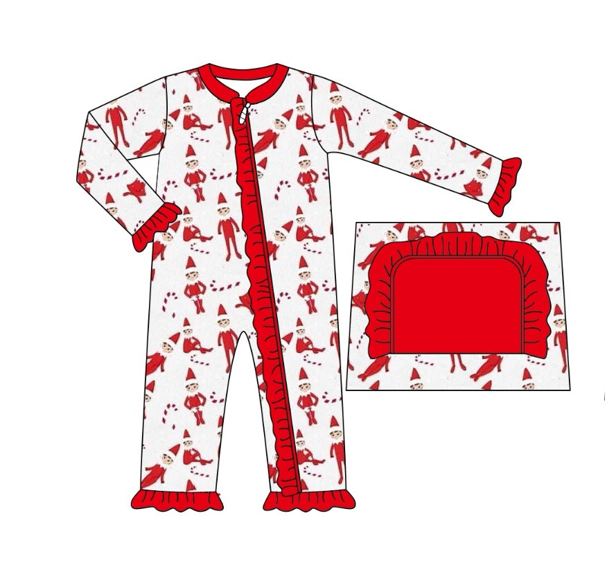 LR1851 Baby Girls Christmas Cartoon Long Sleeve Zip Romper Pre-order