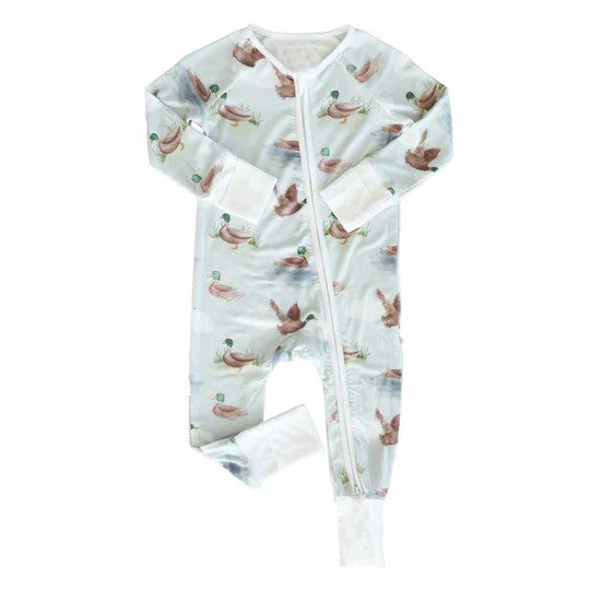 LR1856 Baby Boys Mallard Long Sleeve Zip Romper Pre-order