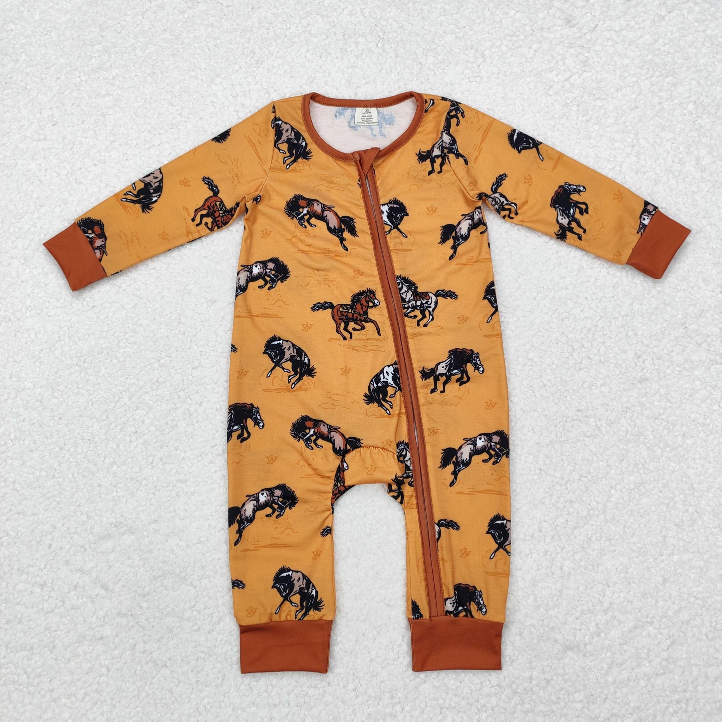 Baby Boys Brother Western Cowboy Horse Pajama Romper Sleep Wear