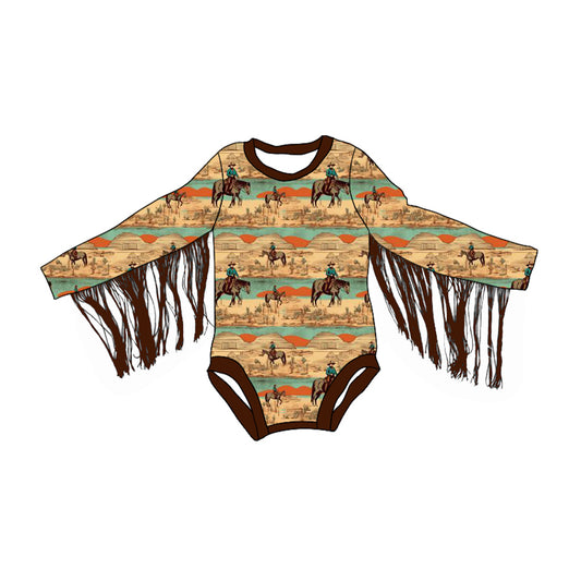 LR1860 Baby Boys Western Long Sleeve Romper Pre-order ）