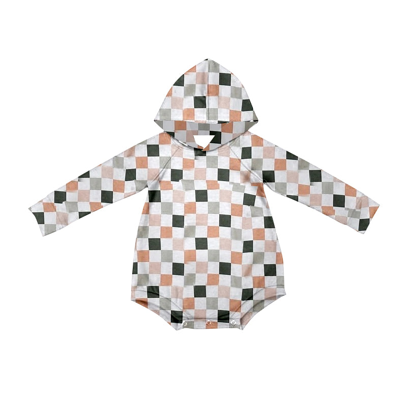 Baby Girls Checker Long Sleeve Hoodie Shirt Romper Pre-order