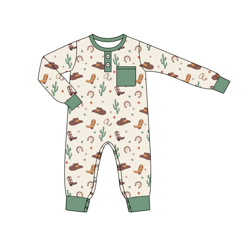 Newborn Baby Boys Western Cactus Long Sleeve Romper Pre-order