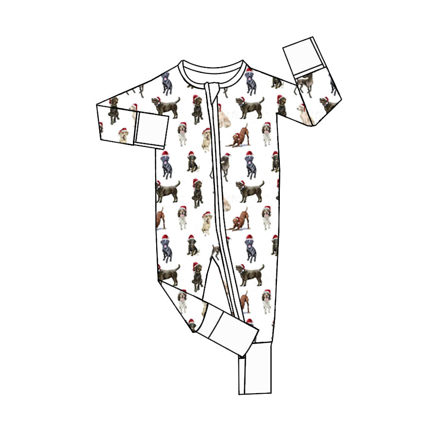 LR1920 Newborn Baby Girls Chrismtas Dog Zip Romper Pre-order