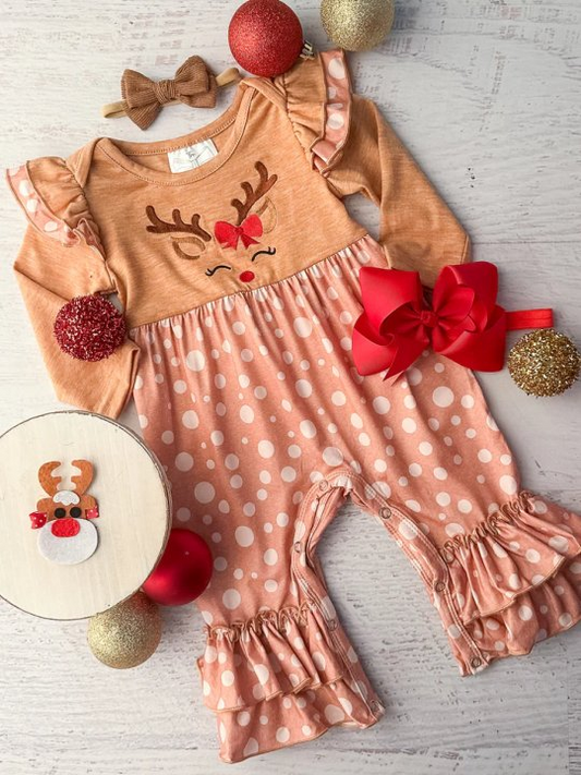 LR1932Newborn Baby Girls Christmas Elk Romper Pre-order