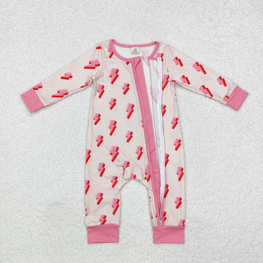 Newborn Lightning Pink Zipper Romper