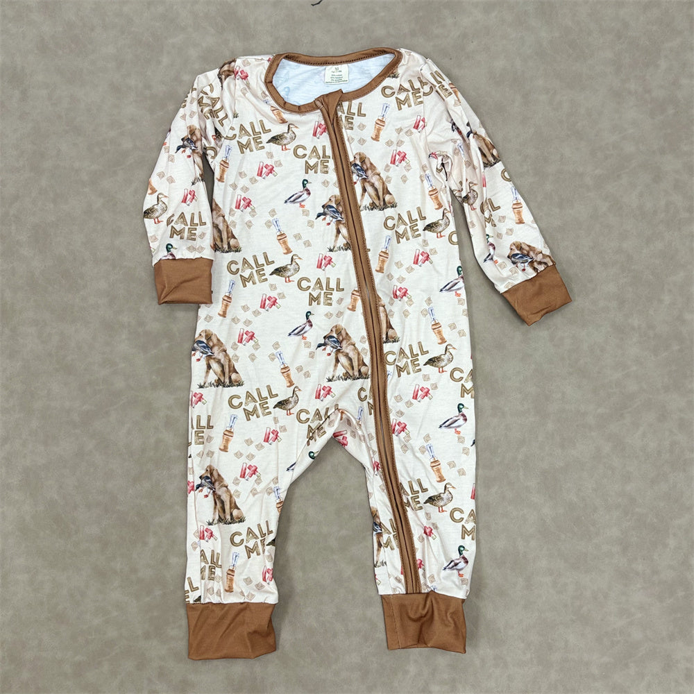 Baby Boys Sibling Hunting Camo Long Sleeve Zipper Romper