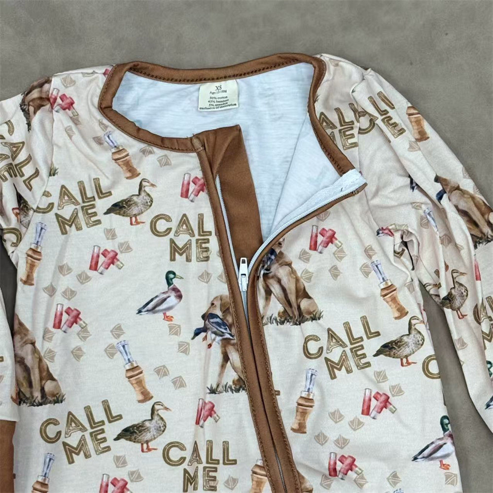 Baby Boys Sibling Hunting Camo Long Sleeve Zipper Romper