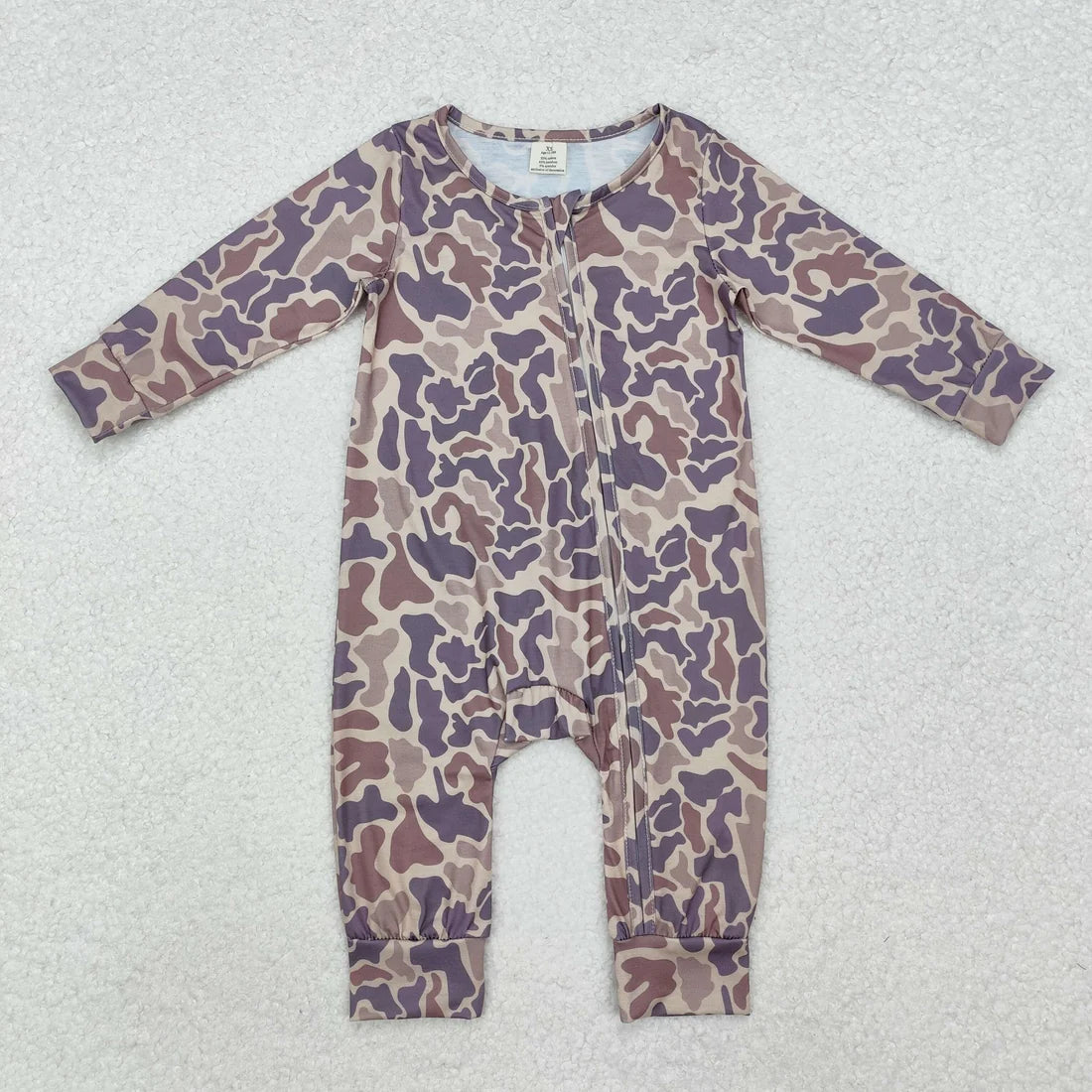 USA Shop Baby Infant Boys Grey Camo Long Sleeve Zip Rompers