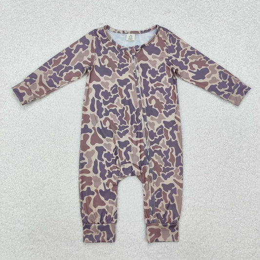 USA Shop Baby Infant Boys Grey Camo Long Sleeve Zip Rompers