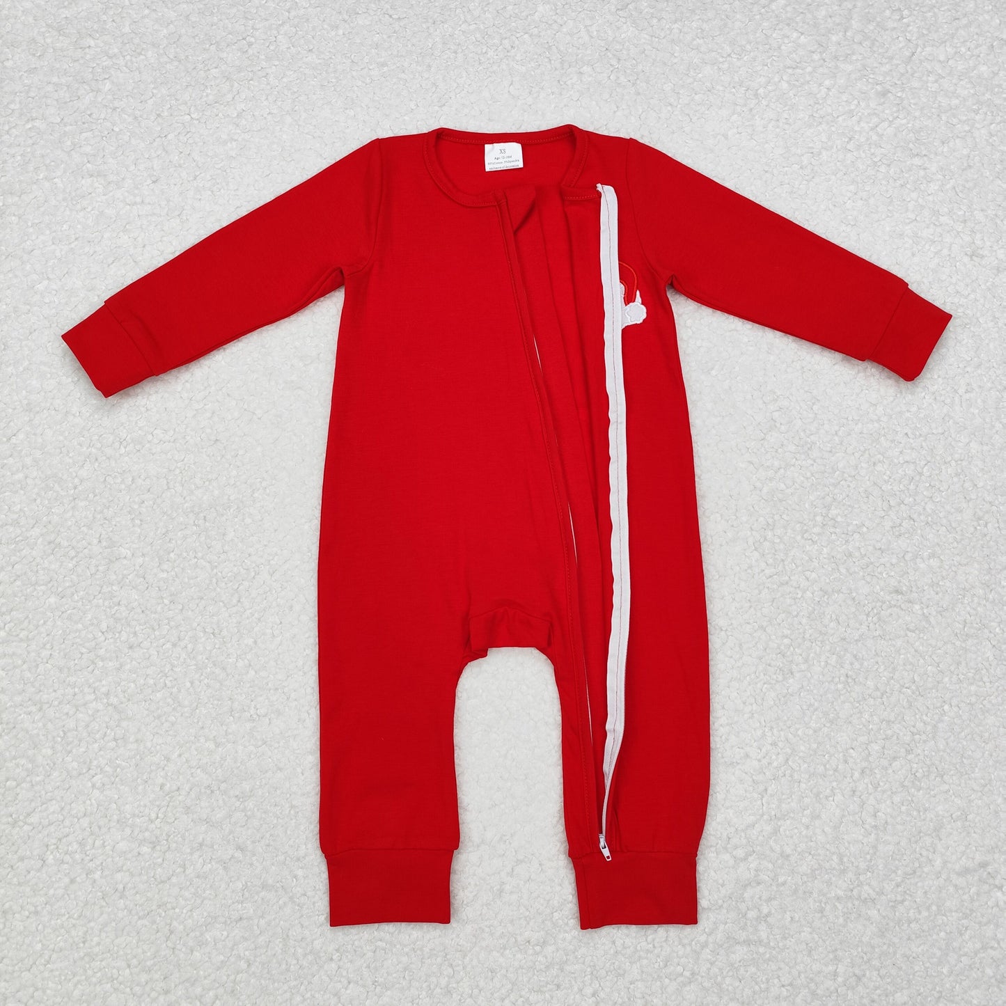 Newborn Baby Boys Christmas Santa Long Sleeve Red  Zipper Cotton Romper