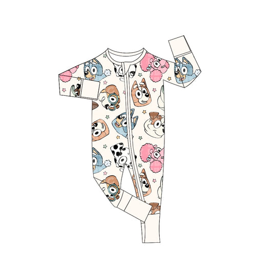 LR2061 Newborn Baby Boys Carton Dog Long Sleeve Zipper Romper Preorder