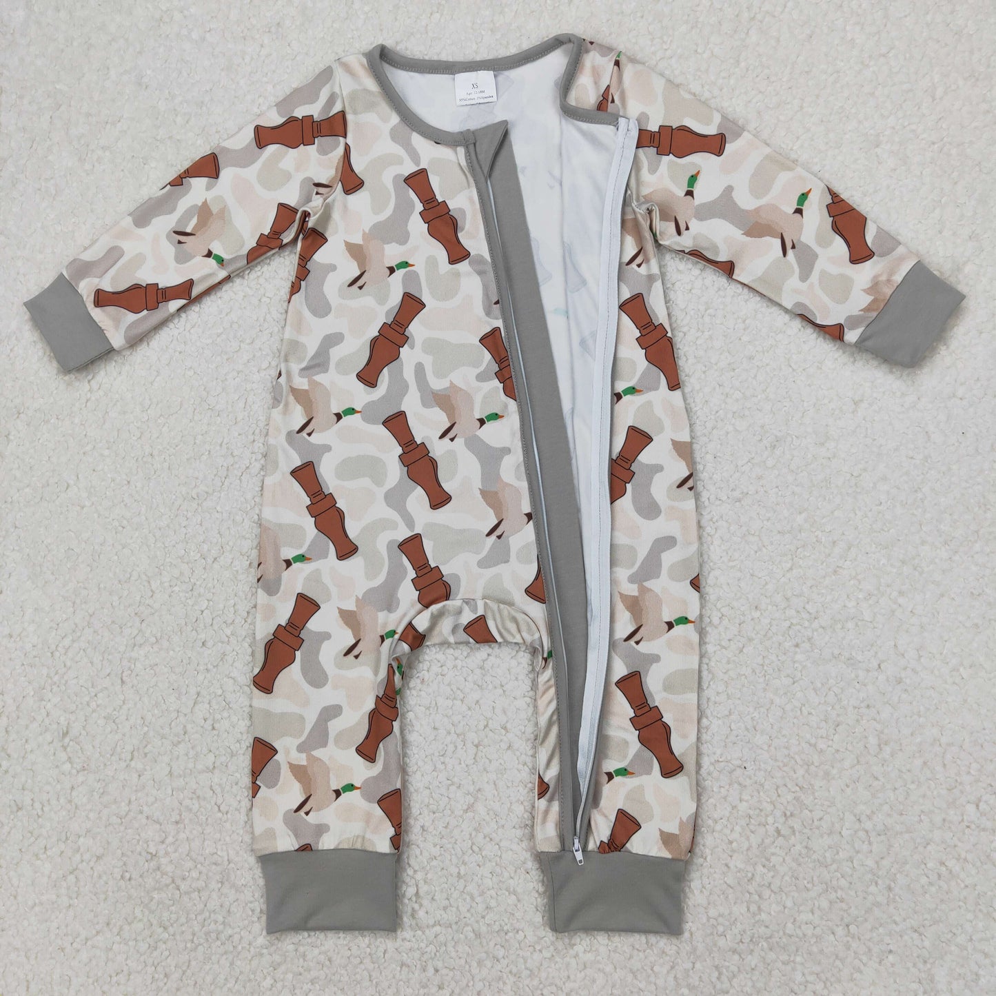 Baby Boys Sibling Hunting Camo Long Sleeve Zipper Romper