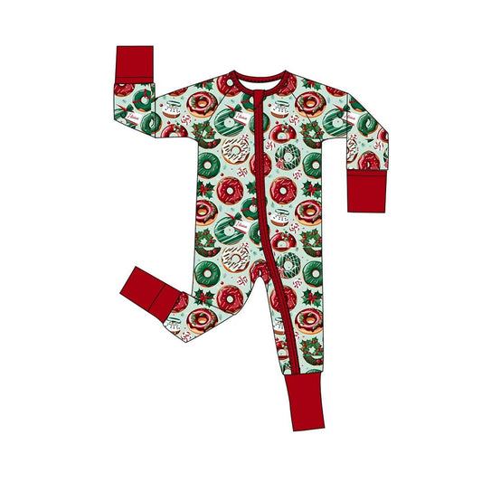 LR2064 Newborn Baby Boys Christmas doughnutZipper Romper Preorder