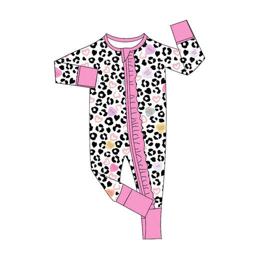 LR2089 Newborn Baby Girls Leoaprd Heart  Romper Preorder