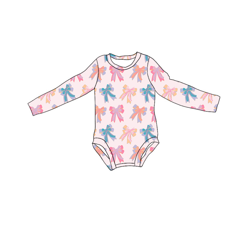 Sibling Baby Girls Colorful Bow Long Sleeve Top and Romper