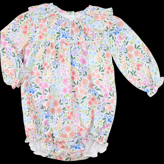 LR2140 Baby Girls Spring Floral Bubble Romper Preorder