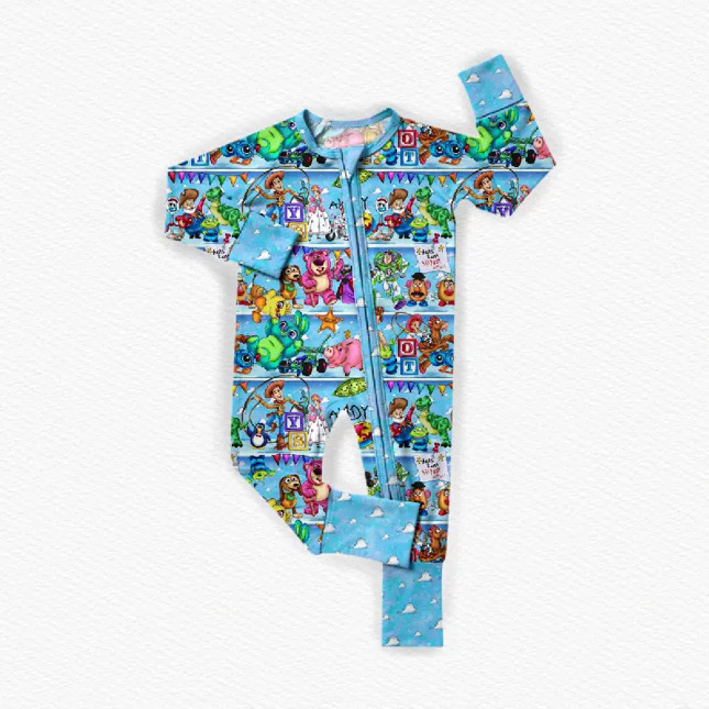 Sibling Baby Boys Cartoon Toy Pajama set and Romper