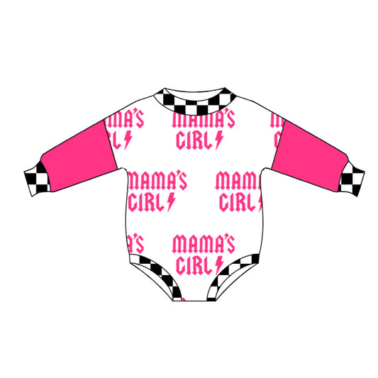 Baby Girls Pink Long Sleeves MAMAS GIRL Print Romper Preorder