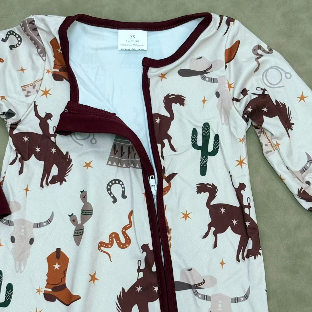 Little Cowboys Baby Western Rodeo Howdy Long Sleeve Zippy Romper One-piece