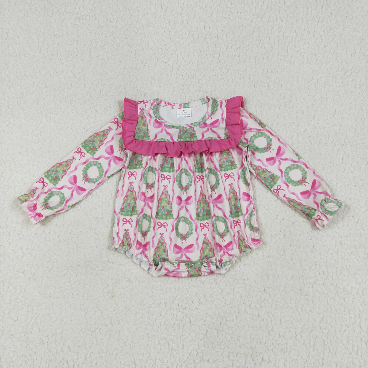 Sibling Baby Girls Christmas Tree Outfit and Romper