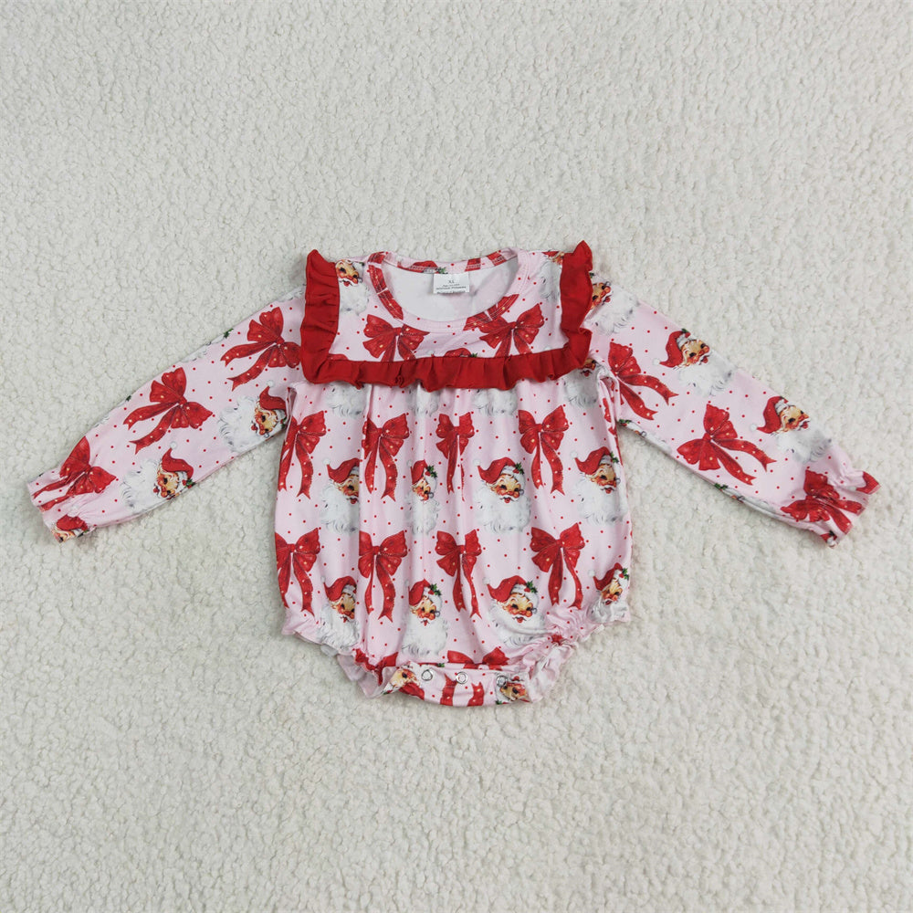 Sibling Baby Girls Christmas Santa Red Bow Suit