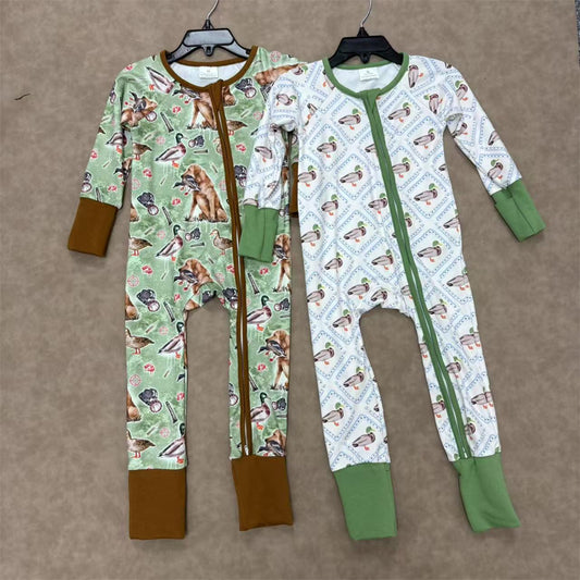 Baby Boys Mallard Duck Long Sleeve Zippy Romper One-piece Bodysuit