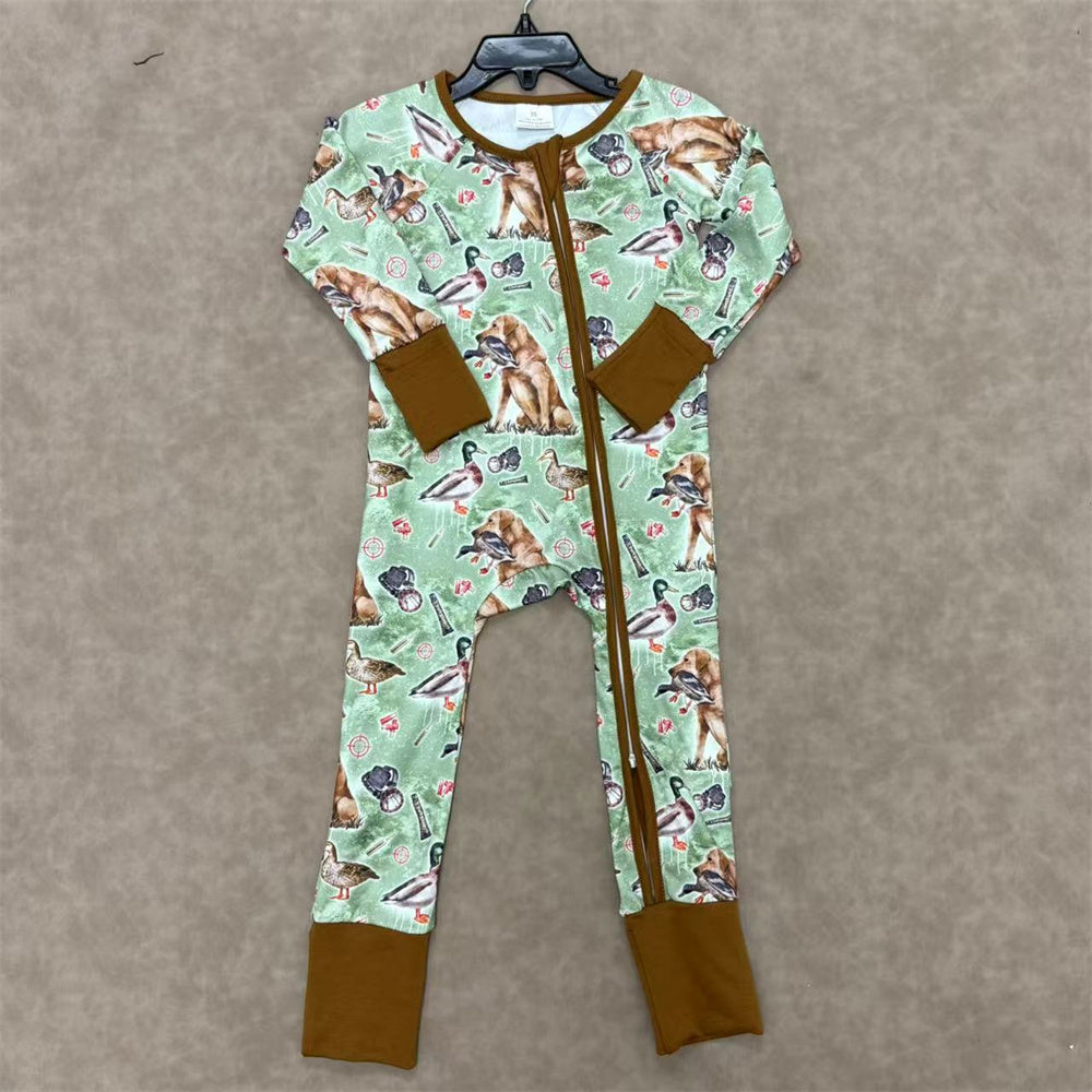 Baby Boys Mallard Duck Long Sleeve Zippy Romper One-piece Bodysuit