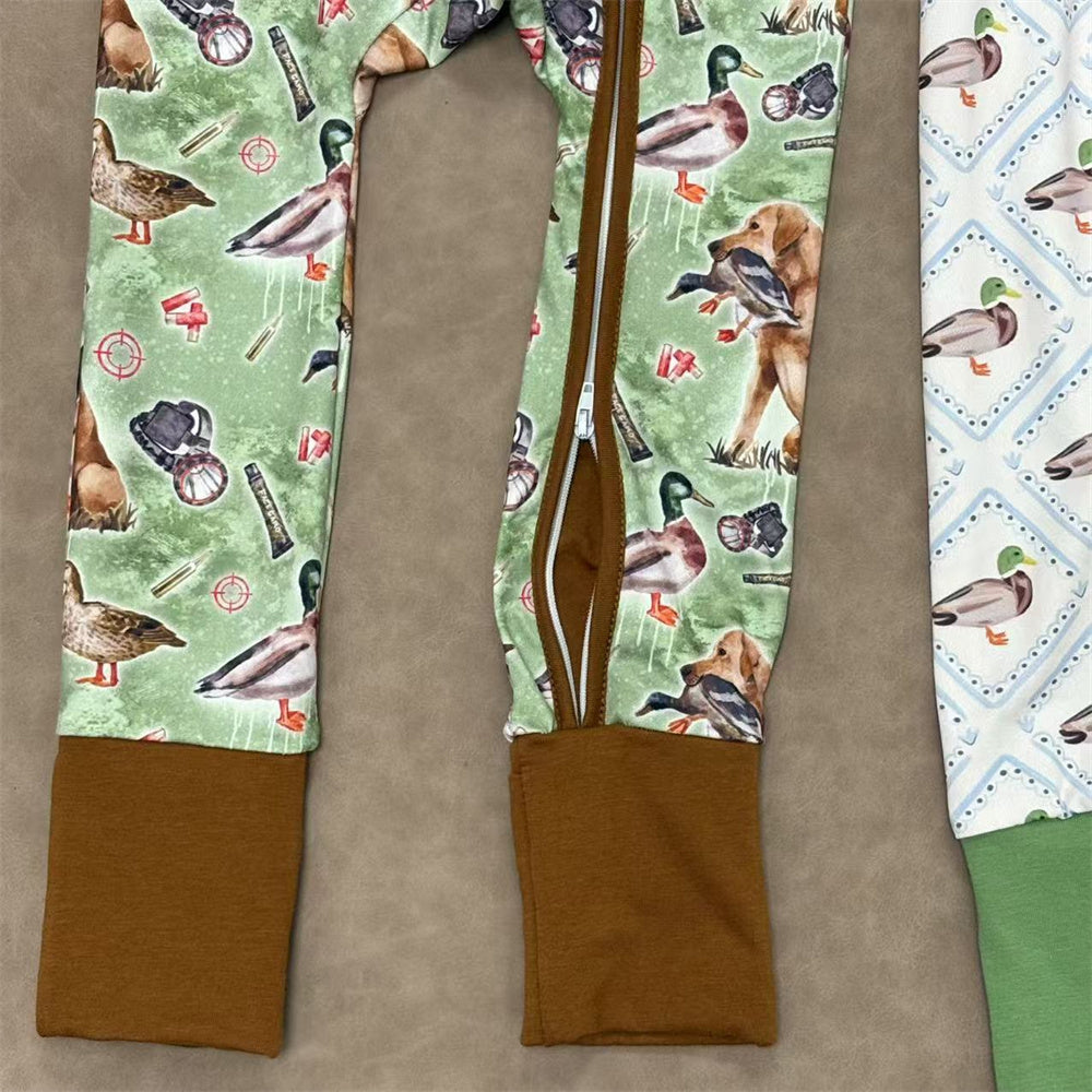 Baby Boys Mallard Duck Long Sleeve Zippy Romper One-piece Bodysuit