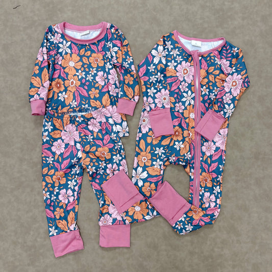 Fall Garden Dreams Girls Lounge Set matching romper