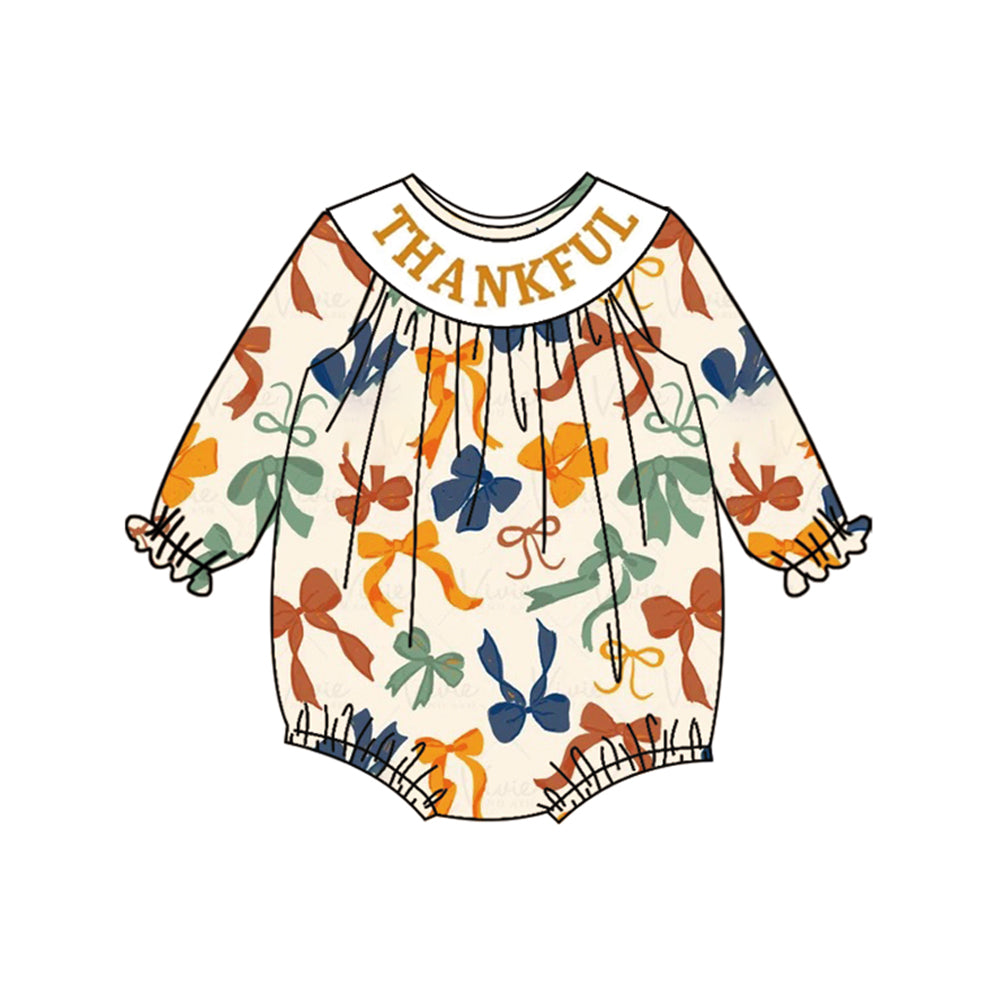 LR2257 Baby Girls Thankful Smocked Romper Preorder