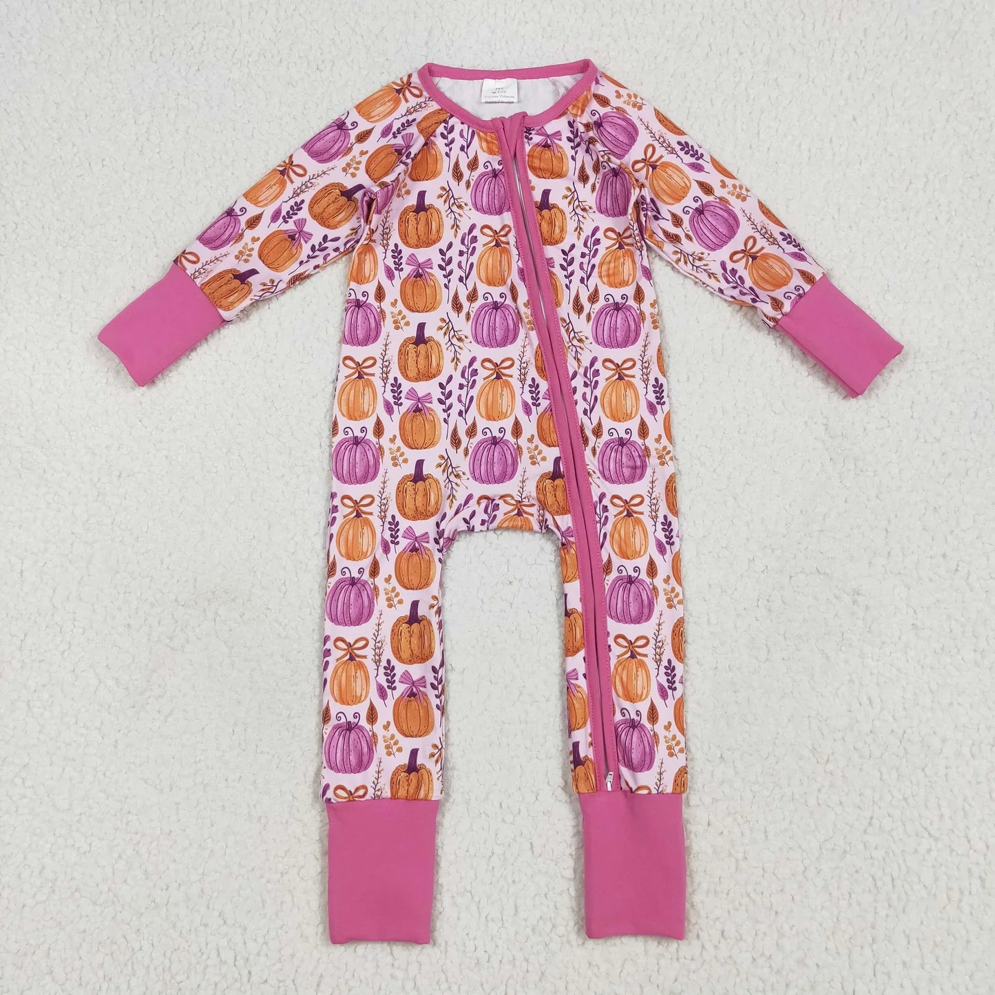 Sibling Girls  Pumpkin Pajamas Clothes Set Zipper Romper Blankets