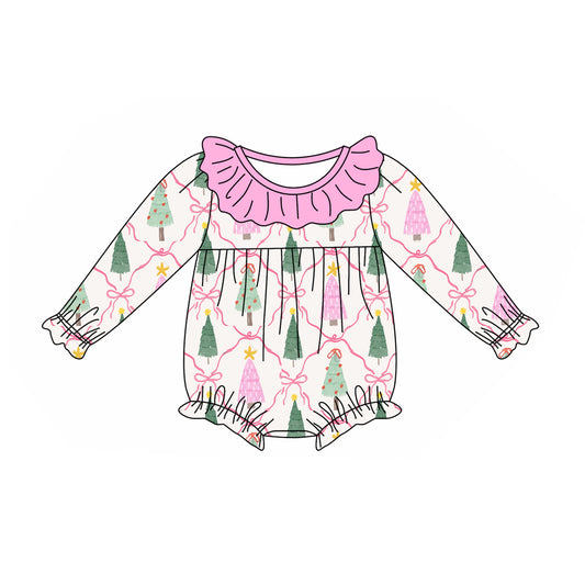LR2275 Baby Girls  Christmas Tree  Long Sleeve Romper Preorder
