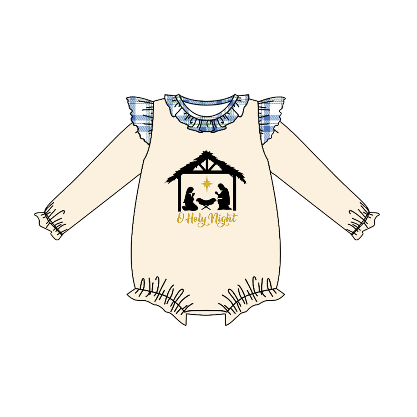 LR2293 Baby Girls Romper O Holy Night